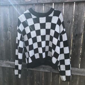 Black & White Checkerboard Crewneck Sweater